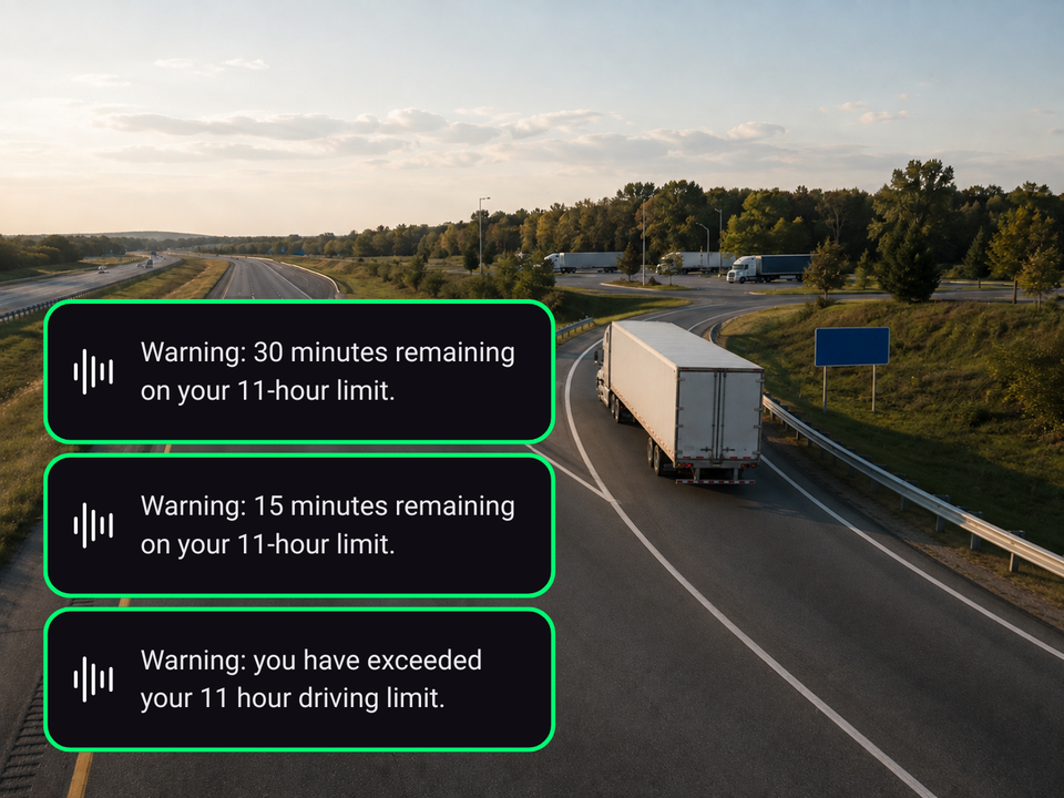 Truck exiting at rest stop after exceeding driving limit