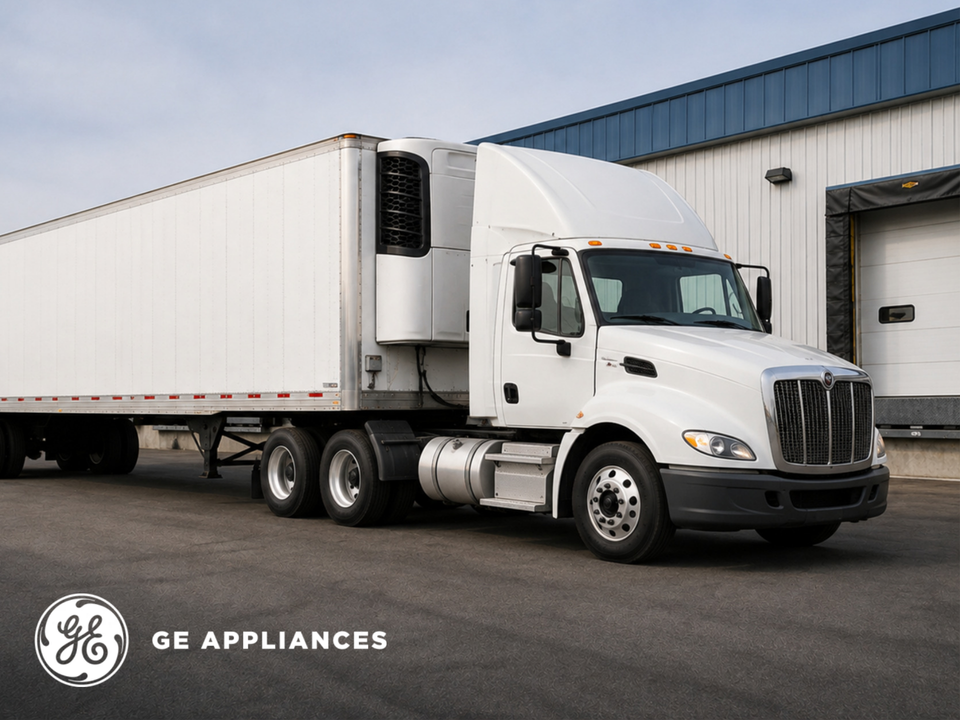 White Product Distribution truck with logo in the corner