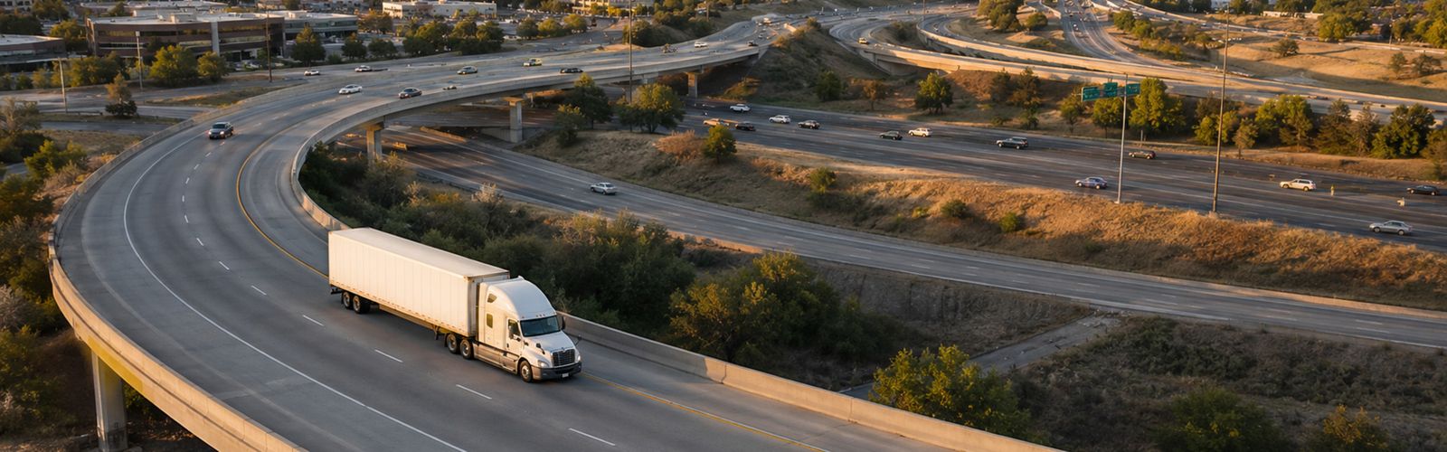 Aerial view of truck on highway