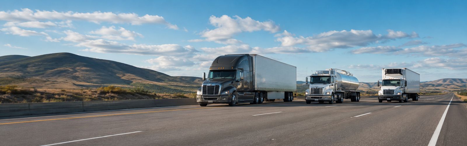 Multiple tucks in motion on the highway